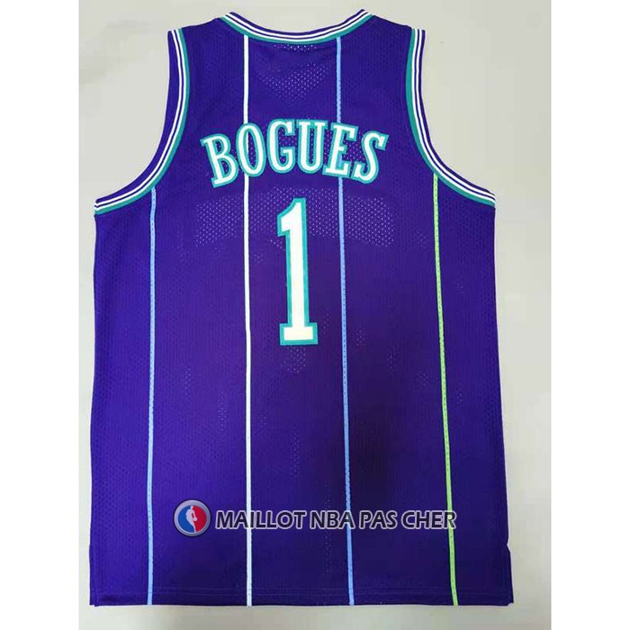 Maillot Charlotte Hornets Muggsy Bogues NO 1 Mitchell & Ness 1994-95 Volet